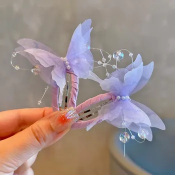 2PCS New Cute Fashion Gradient Butterfly Hair Clips Girls Hairpins Hair Accessories Barrettes Kid Headdress