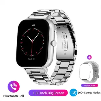 LIGE HD Смарт-часы с большим экраном, Bluetooth-вызов, спортивный браслет для здоровья, браслет для измерения температуры тела, IP67, водонепроницаемые мужские умные часы silicone strap чёрный