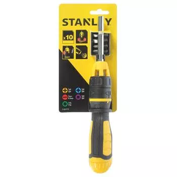 Отвёртка со сменными битами Stanley с храповым механизмом 10 предметов