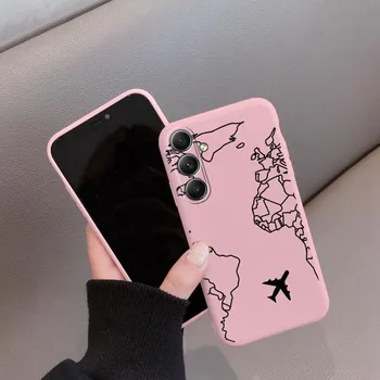 Мягкий силиконовый чехол с рисунком линий карты самолета для Samsung M35 Xiaomi Redmi Note 13 Pro iPhone Huawei Honor Realme Camera Защитный противоударный чехол Samsung Galaxy S9 Plus синий