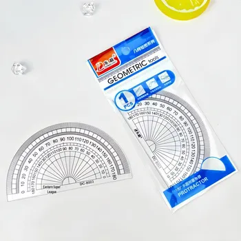 Dongchao 10 см полукруглая линейка-транспортир для студентов Half circle protractor прозрачный/синий