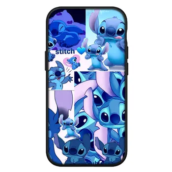 для iPhone 16 15 Xiaomi Redmi Note 13 12 11 Pro Max X 9 14 XR Samsung Galaxy A15 S24 S23 Plus Huawei OPPO Прекрасный черный синий чехол для телефона Lilo Stitch for Redmi Note 9S аэро