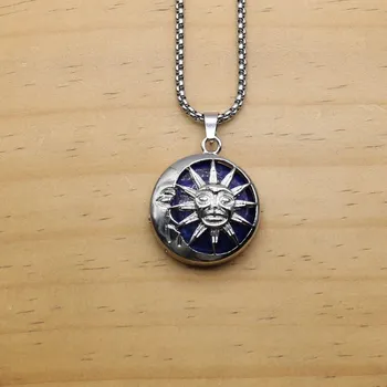 Женское ожерелье из натурального камня Unakite/Lapis Lazuli, подвеска в виде солнечного цветка для девочек, подарок на день рождения, длина цепочки 60 см 27x32mm