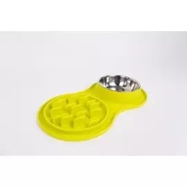 Миска SuperDesign 8-shape Slow-down Feeder желтая силиконовая двойная для медленного поедания для животных (2 х 550 мл, Желтый)