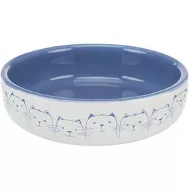 Миска Trixie Hello my little cat голубая-белая для кошки (0,3 л х ф 15 см, Голубая/белая)