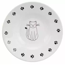 Миска Trixie керамическая с рисунком кошки (0,3 л/ф 12 см, Кремовая)