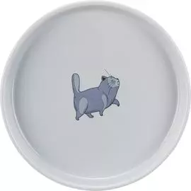 Миска Trixie плоская и широкая серая керамическая для кошек (600 мл, Серый)