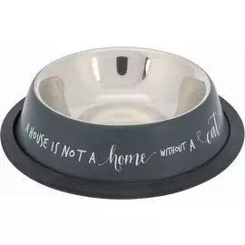 Миска Trixie серая из нержавеющей стали с резиновой кромкой (0,45 л (19 см), Серый)