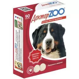 Мультивитаминное лакомство Доктор ZOO Здоровье кожи и шерсти Биотин для собак (90 таб)