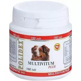 Мультивитамины Polidex Multivitum plus поливитаминно-минеральный комплекс для щенков и собак (150 таблеток)
