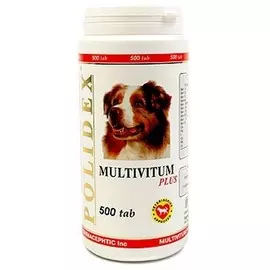 Мультивитамины Polidex Multivitum plus поливитаминно-минеральный комплекс для собак (500 таблеток)