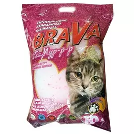 Наполнитель Brava Гламур Полевые Цветы Силикагель для кошачьего лотка (10 л (4 кг), Розовый)