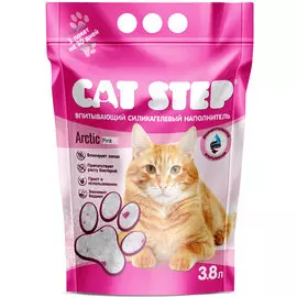 Наполнитель Cat Step Arctic Pink впитывающий силикагелевый для кошек (3,8 л, Розовый)