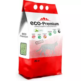 Наполнитель Eco Premium Зеленый чай древесный комкующийся с ароматом зеленого чая для кошек (20 л, (7,6 кг))
