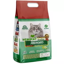 Наполнитель Homecat Ecoline комкующийся с ароматом яблока для кошачьих туалетов (6 л (5,6 кг), Зеленый)