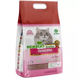 Наполнитель Homecat Ecoline Сакура комкующийся растительный для кошек (12 л, (5,1 кг))