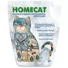 Наполнитель Homecat Морозная свежесть впитывающий силикагелевый для кошачьих туалетов (3,8 л (1,8 кг))