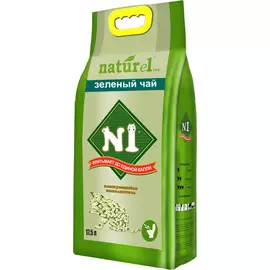 Наполнитель N1 Naturel зеленый чай комкующийся древесный для кошек (4,5 л (2 кг))