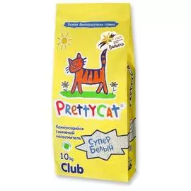 Наполнитель PrettyCat Cупер Белый комкующийся глиняный с ароматом ванили для кошек (10 кг, Белый)