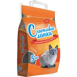 Наполнитель Счастливые Лапки Эконом комкующийся глиняный для кошек (5 кг, )