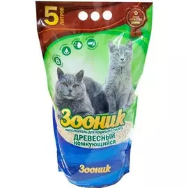 Наполнитель Зооник древесный комкующийся для кошачьего лотка (5 л (2,15 кг))