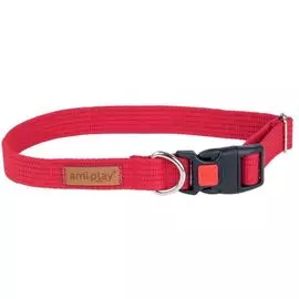 Oшейник Amiplay Cotton регулируемый с блокировкой красный для собак (S 28-40 (b) см x 1,5 см, Красный)