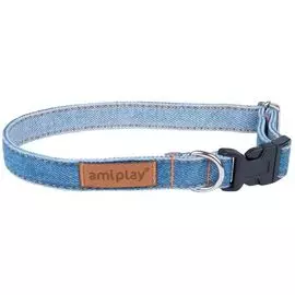 Ошейник Amiplay Denim Collection регулируемый голубой для собак (S: 20-35 (b) см x 1 см, Голубой)
