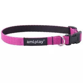 Ошейник Amiplay Twist регулируемый розовый для собак (M 25-40 (b) см x 1,5 см, Розовый)