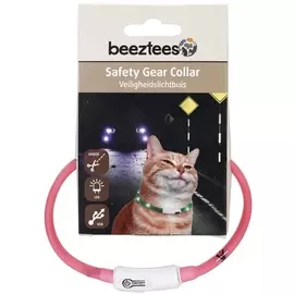 Ошейник Beeztees для кошек силиконовый светящийся с USB (35x1 см, Розовый)
