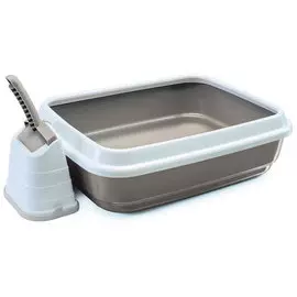 Лоток IMAC Duo с бортом и совком для кошек (Д 59 х Ш 40 х В 28 см, Серый)