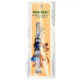 Ошейник Homecat Цветы с бубенчиком синий для кошек (20-30 см)