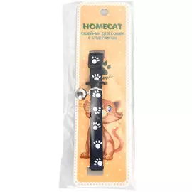 Ошейник Homecat Лапки с бубенчиком синий для кошек (20-30 см)