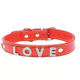 Ошейник Каскад Колибри с украшением из букв LOVE красный для собак (45 x 2 см, Красный)