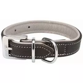 Ошейник Trixie Active Comfort кожаный черно-серый для собак (XS–S: 21–32 см х 25 мм, Черно-серый)