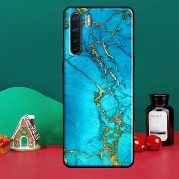 Чехол из бирюзового и золотого агата с мрамором для OPPO A74 A54 A94 A31 A53 A5 A9 2020 A52 A72 A1K A83 A91 A93 A3S A5S A15 OPPO A1K