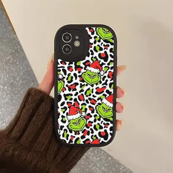 Чехол из твердой кожи с изображением рождественского зеленого монстра для iPhone 13 12 Mini 11 14 Pro Max Xs X Xr 7 8 Plus 6 6s Se 2022, силиконовый чехол iphone SE 2020