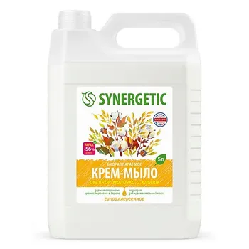 SYNERGETIC Крем-мыло жидкое биоразлагаемое для мытья рук и тела "Овсяное молочко и хлопок"