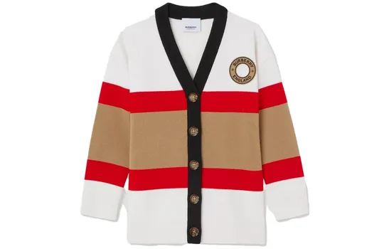 Свитер детский Burberry, белый / красный / бежевый