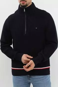 Пуловер хлопковый с воротником на молнии Tommy Hilfiger