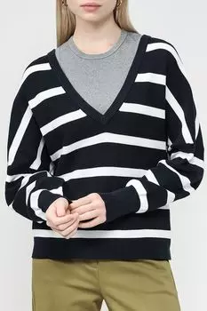 Пуловер с V-вырезом в полоску Esprit Casual
