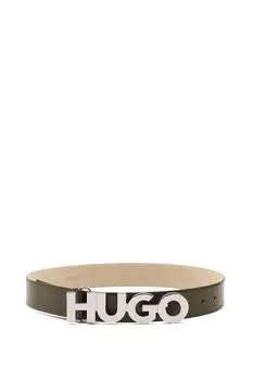 Ремень кожаный с пряжкой-логотипом HUGO