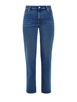 Джинсы из денима Blue Washed с нашивкой из кожи
