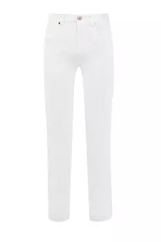 Джинсы Straight Fit из мягкого денима с вышивкой на отворотах