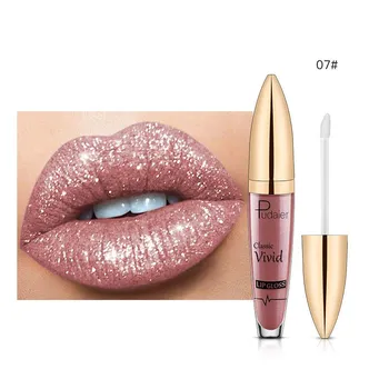 Pudaier Glitter Flip Матовый перламутровый блеск для губ с антипригарным покрытием Diamond Lip Gloss 01#