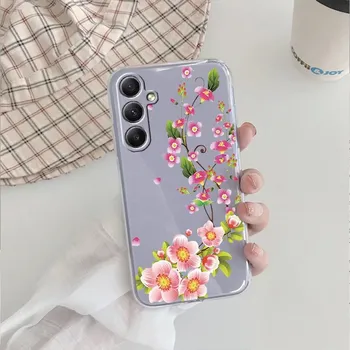 Модный цветочный мягкий прозрачный силиконовый чехол для Xiaomi Redmi Note 13 14T 15 Samsung A55 A35 S24 FE iPhone Huawei Honor Camera защитный противоударный чехол Samsung Galaxy S20