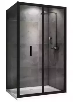 Душевой угол-ограждение «Abber» Sonnenstrand AG07120B-S75B 120/75 прямоугольный прозрачный/чёрный без поддона универсальный
