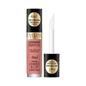 Жидкая губная помада Wonder Match Cheek Lip 4в1, румяна №1, веганская, 4,5 мл, Eveline