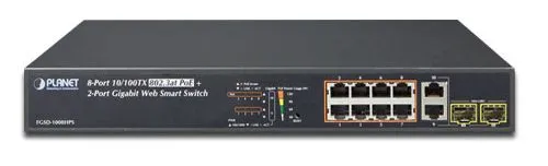 Коммутатор PoE Planet FGSD-1008HPS управляемый, 8x10/100TX 802.3at High Power POE + 2xGE TP/SFP Comb