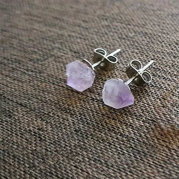 Серьги из натурального аметиста, грубый камень, простые и модные женские серьги, серьги с кристаллами и цветами, ювелирные изделия, элитная роскошь золотой
