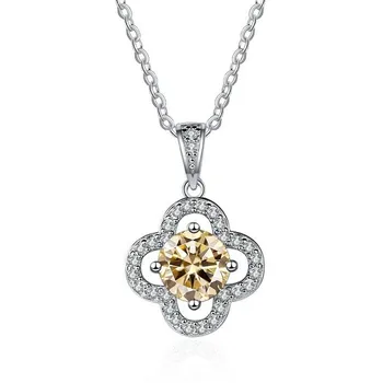 Bague Ringen 1 карат 6,5 мм D Цвет Муассанит Подвеска Стерлингового Серебра 925 Ожерелье Юбилей Счастливая Свадьба Блестящий Подвеска Подарок 45cm синий